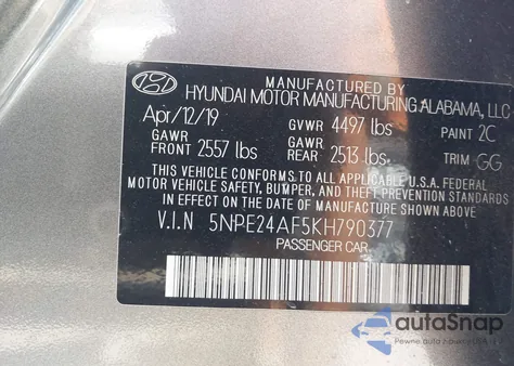2019 Hyundai Sonata Se из США, поврежденный, VIN 5NPE24AF5KH790377